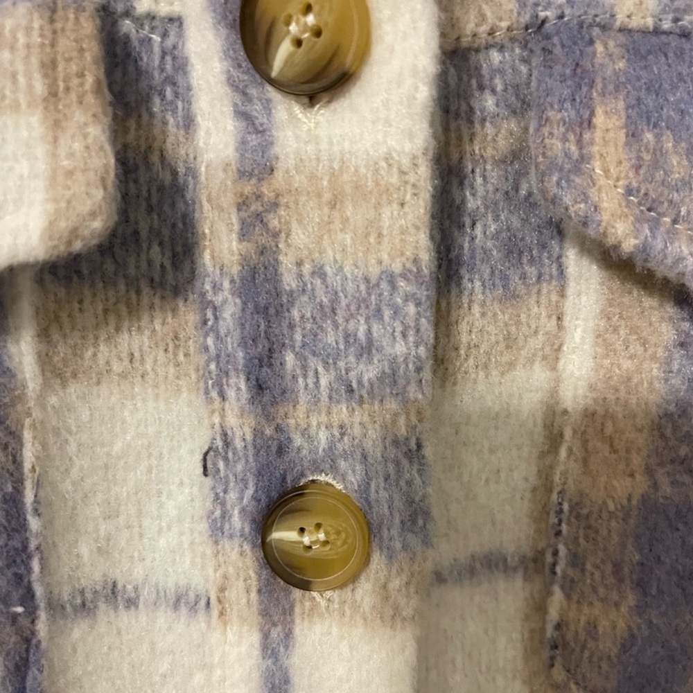 AVEC LES FILLES Womens Plaid Shirt Jacket Shacket Brown Lavender Large fall NWT - Picture 4 of 10